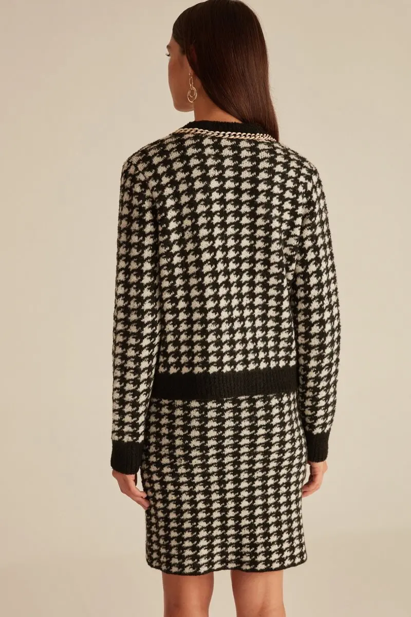 Женский трикотажный кардиган Joinus Houndstooth черный с цепочкой кимоно|Куртки| |