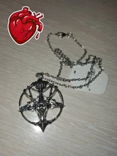 Collar con colgante de cabeza de cabra y calavera de Dios, pentagrama Retro, suerte, satanismo, occulta, Metal, Vintage, plateado, Estrella