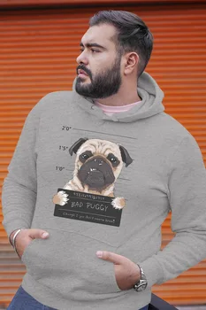 

Angemiel Wear Bad Puggy Gray Men 'S Hooded Sweatshirt