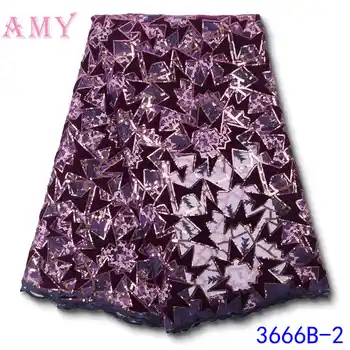 

2020 Velvet Lace Fabric High Quality African French Lace Fabric with Sequins for Sewging AMY3666B