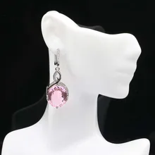 47x18 мм дизайн создан розовый кунцит Белый CZ женский подарок серебряные серьги