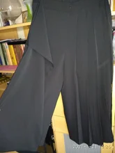 Wide Leg-Trousers Fit-Pants Pleated Spring Autumn Split Black High-Elastic Women Fashion