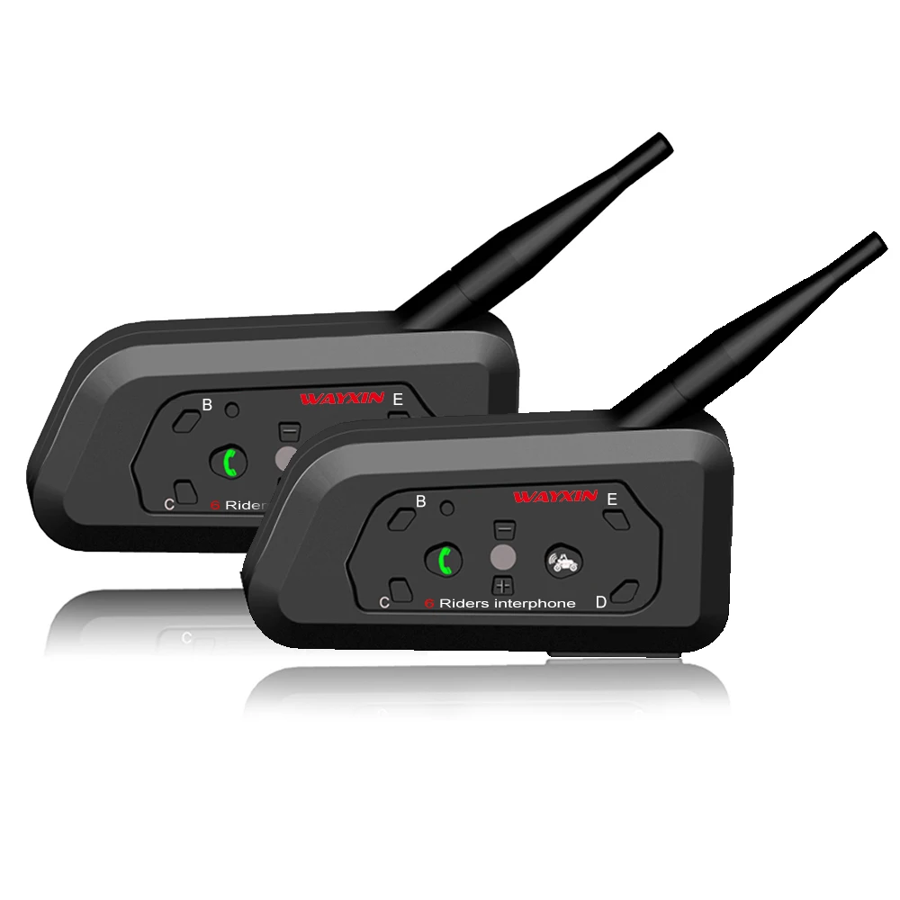 WAYXIN мотоцикл Bluetooth Интерком 2 шт Шлем до 6 всадников 1200 м беспроводной