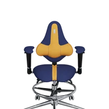 Кресло офисное KULIK SYSTEM KIDS Желтый+ Синий для детей и подростков Компьютерное Эргономичное 5 зон контроля позвоночника