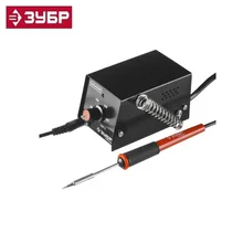 Паяльная мини-станция Зубр "Мастер" 55331 диапазон 100-450 °C, подставка под паяльник, 2-х компонентная рукоятка, 8 Вт