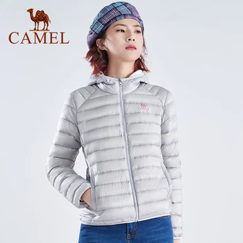 

CAMEL Goose Down Jacket Coat Women Men Windproof Ultra Light Thin Hiking Outdoor Hooded Short Winter 2019 chaqueta mujer