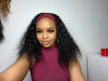 Younsolo-pelucas de cabello humano brasileño Remy para mujeres negras, diadema con ondas, sin pegamento, peluca y bufanda, 8-28 pulgadas