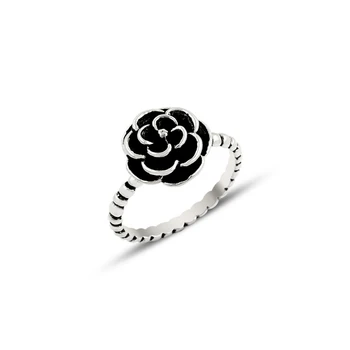

Silver 925 Sterling Rose Figured Ring Without Stone