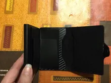 Tarjetero de Metal RFID con botón para hombre, Cartera de fibra de carbono con protección, delgada, antirrobo, 2021