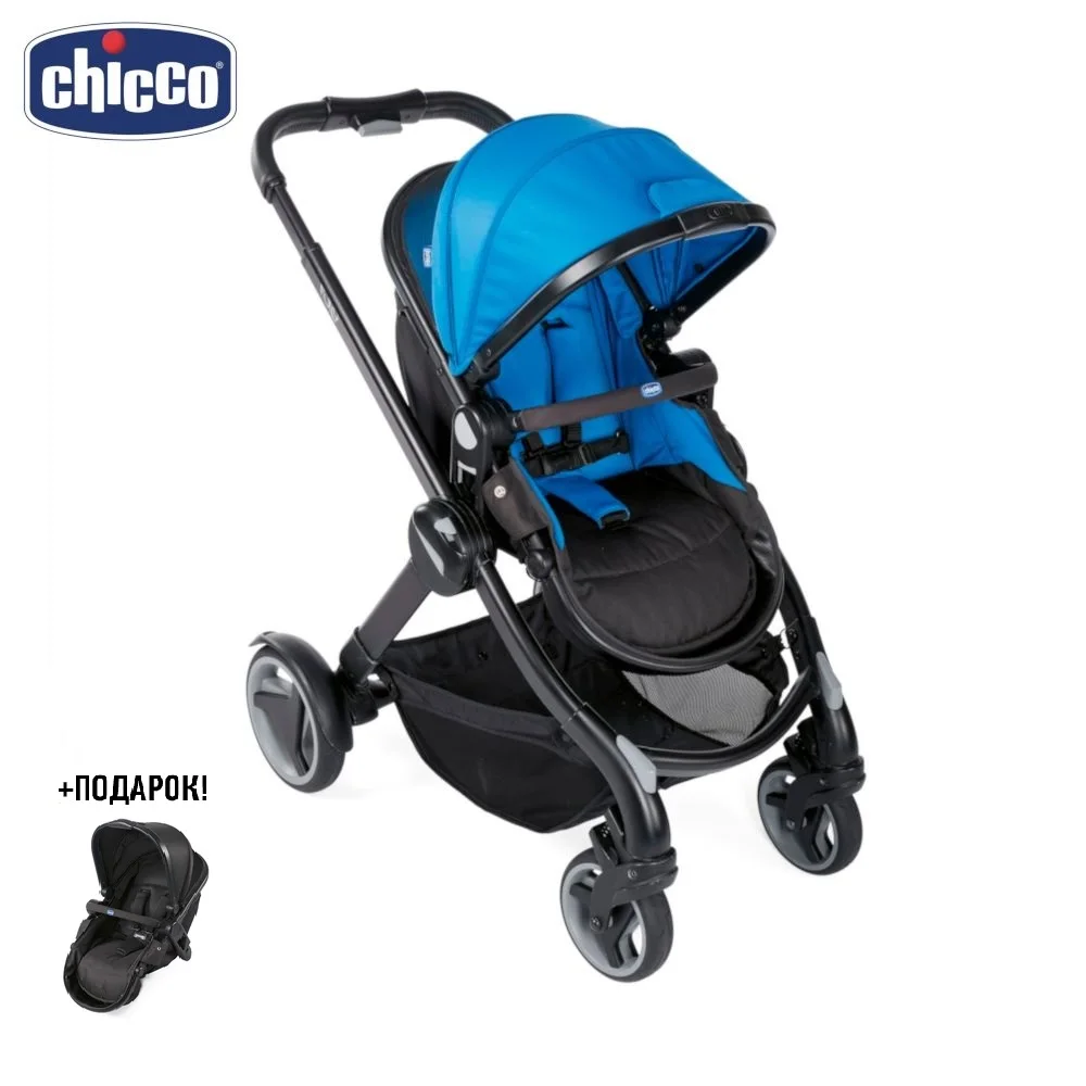 Коляска трансформер Chicco Fully + Сиденье для второго ребенка|Четырехколесная