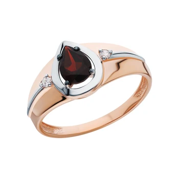 

Gold ring with garnet and cubic zirconium sunlight sample 585