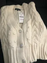 Westay jeli-cárdigan de punto para mujer, suéter grueso, suelto, de manga linterna, botón de perla, corto, dulce y estilo perezoso, primavera 2021