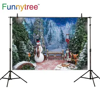 

Funnytree photo background christmas backdrop studio winter photozone snowman forest nature view bokeh photobooth photocall