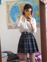 QRWR-minifaldas plisadas para mujer, faldas de cintura alta, estilo coreano japonés, a cuadros, para verano, 2021