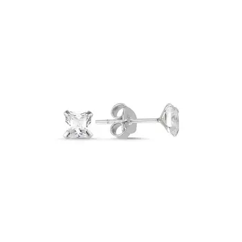 

Angemiel 925 Silver 4mm Square Zircon Engagement Earrings