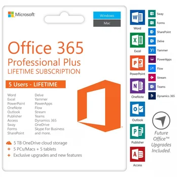 

Microsoft Office 365 Pro Plus 2019 LIFETIME Account 5 Pc / 5 Mac & 5 TB Instant Delivery 5min 7/24 online!