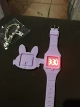 Relojes de conejo con funda abatible para niñas, reloj electrónico de goma para niños, femenino, Infantil, Saati