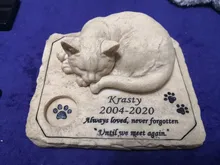 Stones Memorial Pet-Grave-Markers Paw-Print Garden Personalizable Cat with 3-D Cat-On-The-Top