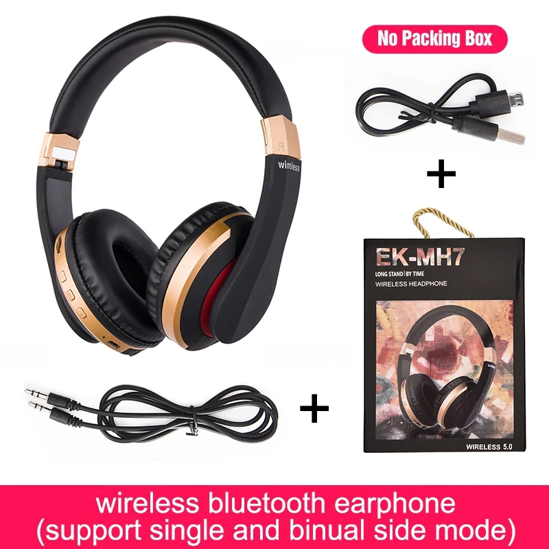 Gold with box Bluetooth 5,0 наушники, беспроводные наушники, гарнитура, телефон, Блютуз, громкой связи, наушники с микрофоном, наушники для мобильного телефона - Цвет: Gold with box