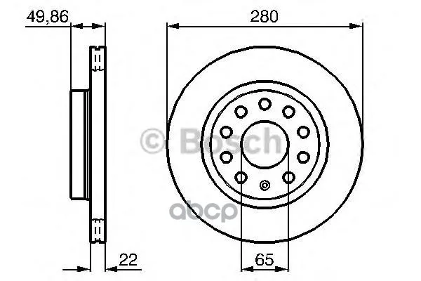 Диск Тормозной Передний Skoda Octavia(1z_), Vw Golf V-Vi, Jetta Iii 0986479098 Bosch арт. 0986479098