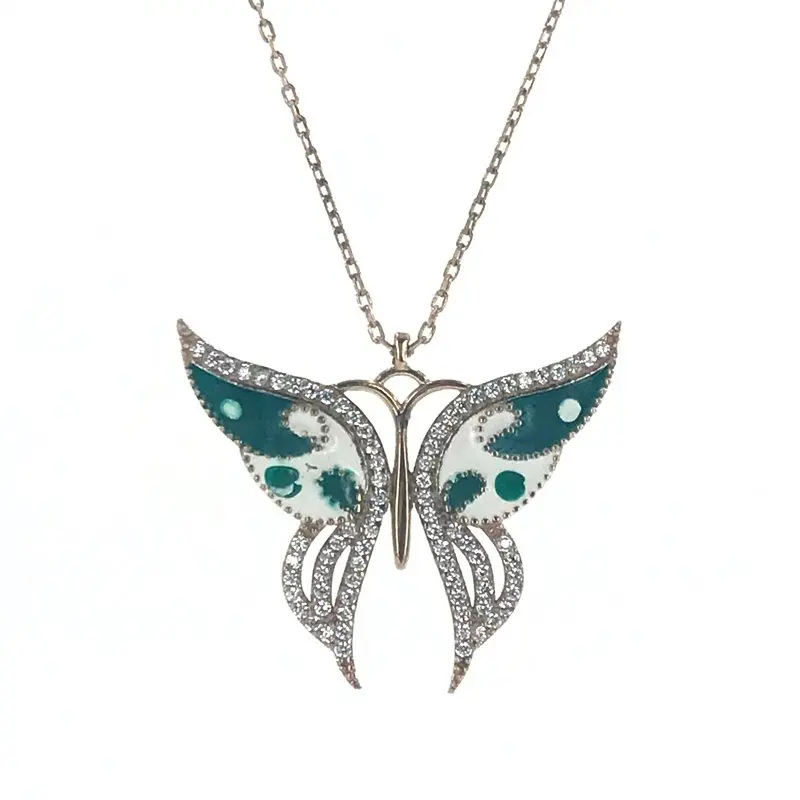 Large Butterfly Silver Necklace