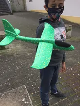 Avión planeador de espuma EVA grande de 48cm, Avión de lanzamiento manual, modelo artesanal, juguete para lanzar avión redondo, regalos para chico