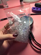 Taza para tinta de tatuaje con Microblading de plástico, contenedor de soporte claro de pigmento, tamaño S/M/L para Punta de aguja, fuente de alimentación, 100 Uds.