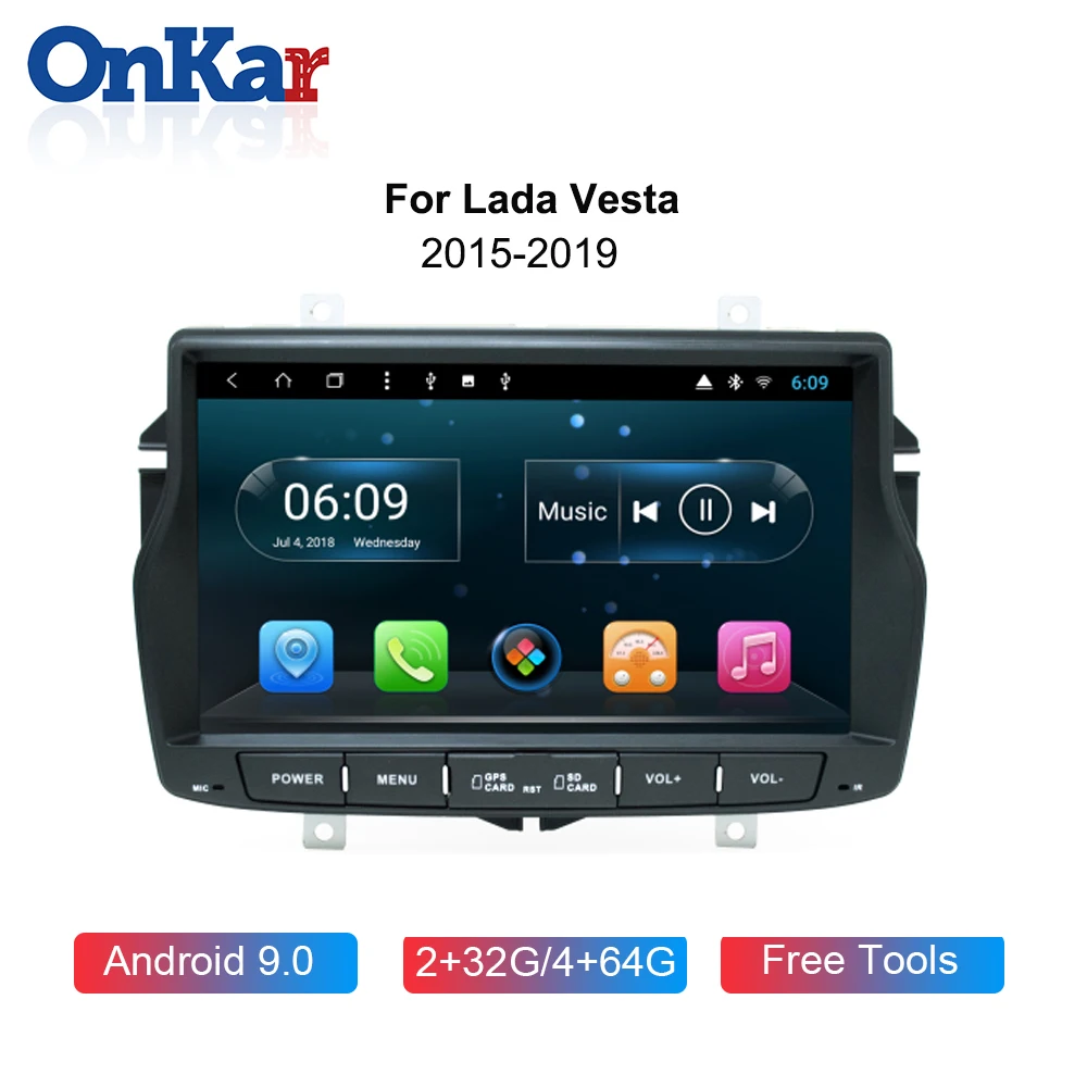 

ONKAR Car GPS Radio For Lada Vesa 2015-2019 Android 9.0 Car GPS Navigation Head Unit Bluetooth 5.0 Head Unit 2 USB Port 1 din