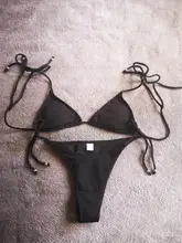 Bikini de banda para mujer, traje de baño Sexy liso sencillo de Material especial, bañador Bandage rosa/amarillo/Negro/Blanco/rojo/azul