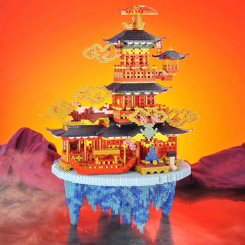 

World Architecture Chinese Ancient Marriage Palace Cloud 3D Mini Diamond Blocks Bricks Building Toy for Children Gift no Bo