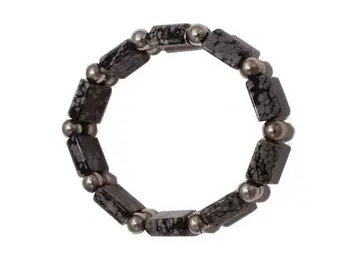 

Elastic bracelet of gray stones and sterling silver balls