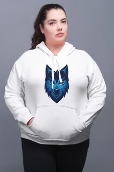 

Angemiel Wear Blue Wolf White Women 'S Hooded Sweatshirt