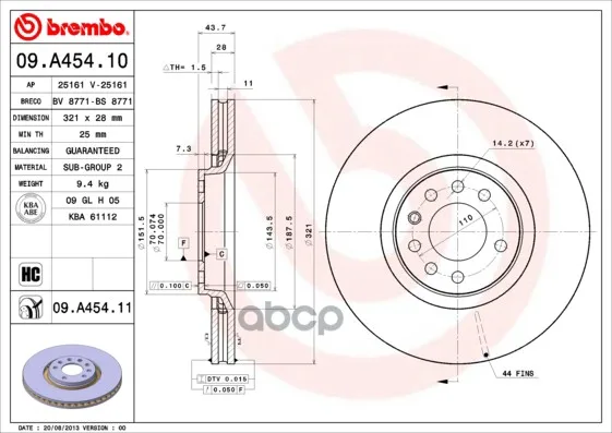 Диск Тормозной Uv Coated | Перед | Opel Astra H Gtc(A04) 2.0 Turbo(L08) 08.2005- 10.2010 Brembo арт. 09A45411