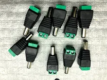 Adaptador de enchufe macho para CCTV, luz LED de un solo color, 12V, 2,1x5,5mm, cc, 10 uds.