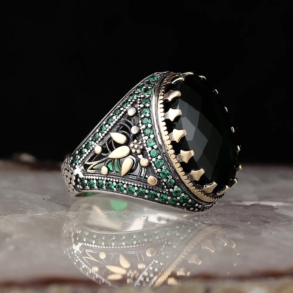 

Zircone Traditional Turkish 925 Silver Men's Handmade Signet Rings Jewelry Gift From Turkey for Women Men