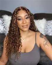 ALICE-pelucas de cabello humano rizado con malla frontal, cabello con cierre superior de cuero cabelludo de 150% de densidad, no Remy