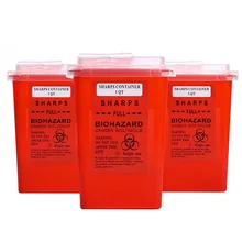 

3Pcs Red Waste Box 1L Sharp Needle Container Plastic Medical Supplies Disposal Containers for Tattoo Needle Tips Accessories
