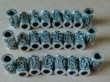 24 uds pelo tubo grano cuentas rúnicas vikingas Dreadlock trenzado joyería barba decoración para el pelo estilo accesorios