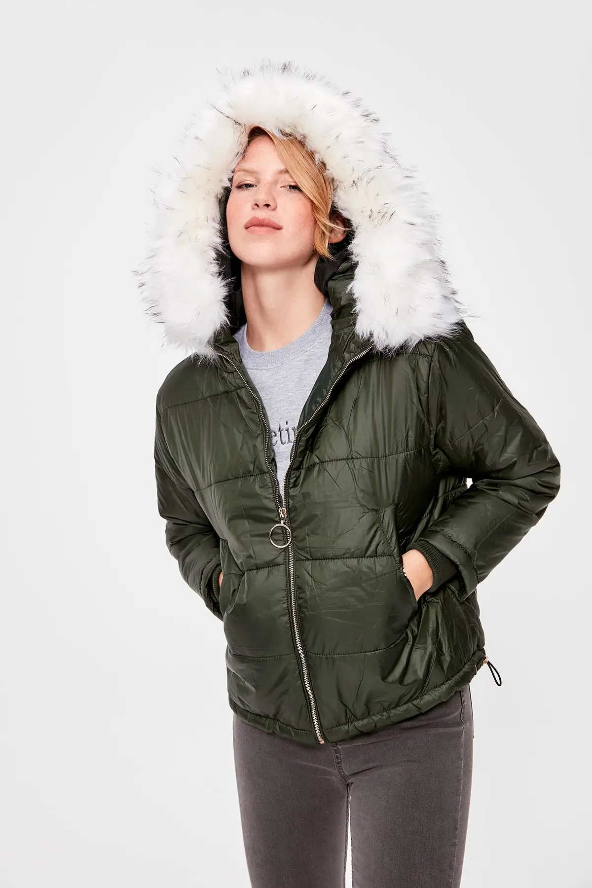 

Trendyol Khaki Fur Kapüişonlu Inflatable Coat TWOAW20MO0035