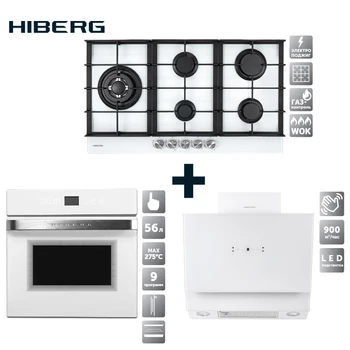 

Set the gaz cooktop HIBERG VM 9055 W, electric oven HIBERG VM 6495 W and hood HIBERG VM 6090 W household home appliances