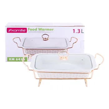 

Marmit ceramic rectangular 30,5*19*6 cm with stand Kamille, kml-6416