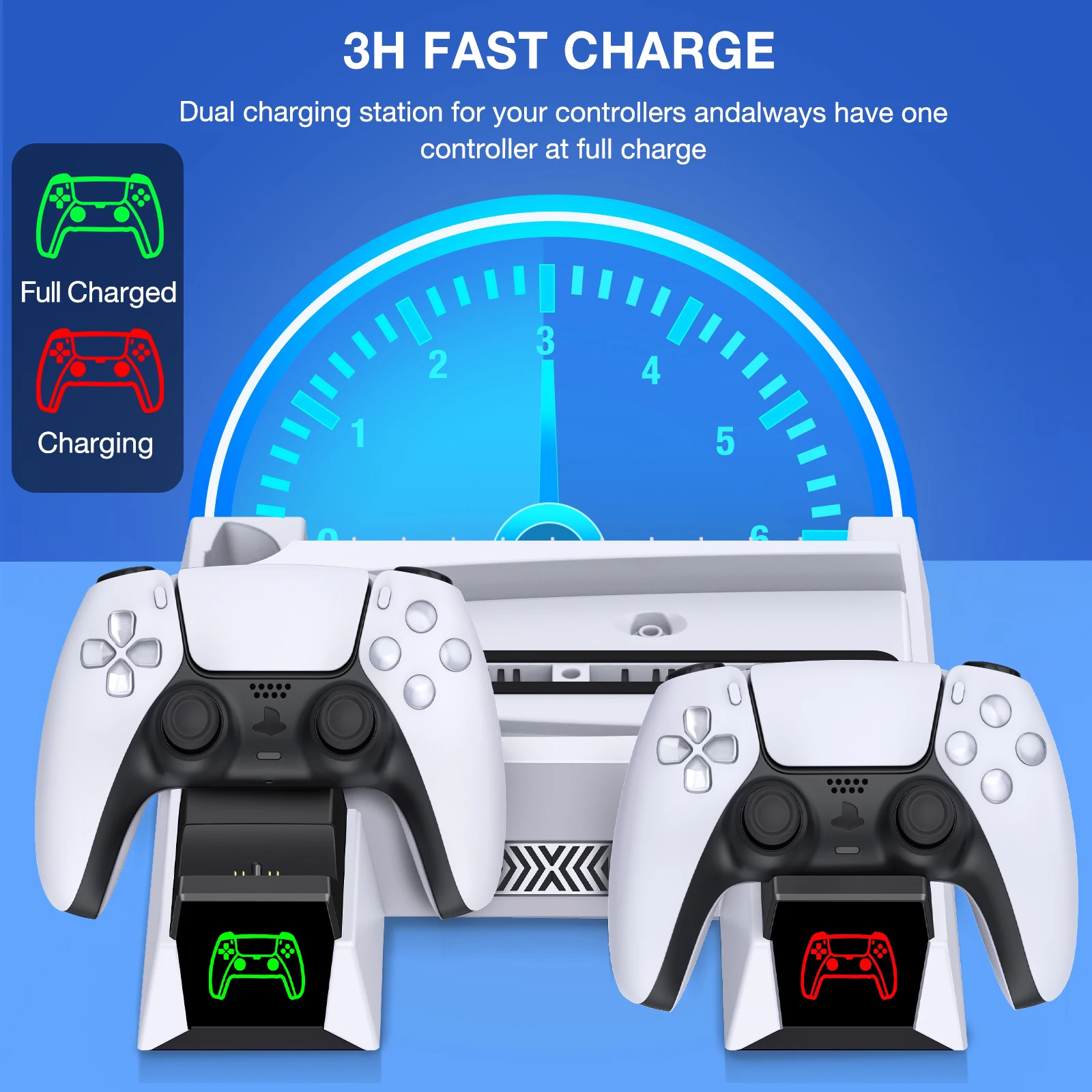 Low Noise 3 Modes LED Cooling Fan for Playstation 5/PS5 Vertical Cooling Stand PS5 Disc/Digital Edition Console