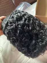 Peluca de Bob corto con onda de encaje en el agua, pelucas de cabello humano 13x4 con encaje frontal de Bob brasileño, corte Pixie Bob, peluca de cabello humano rizado