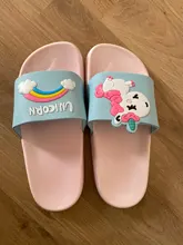 Suihyung-Zapatillas de unicornio arcoíris para niños y niñas, zapatos de playa para niños, pantuflas suaves para interiores