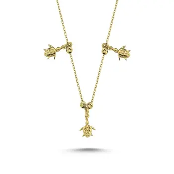 

Angemiel 925 Silver Tortoise Pattern Sterling Dangle Necklace-Gold Plated