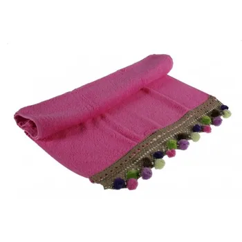 

Towel Set 3 PCs pink pompoms