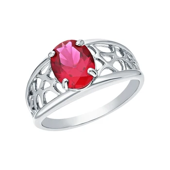 

Silver ring with corundum synthetic sunlight sample 925