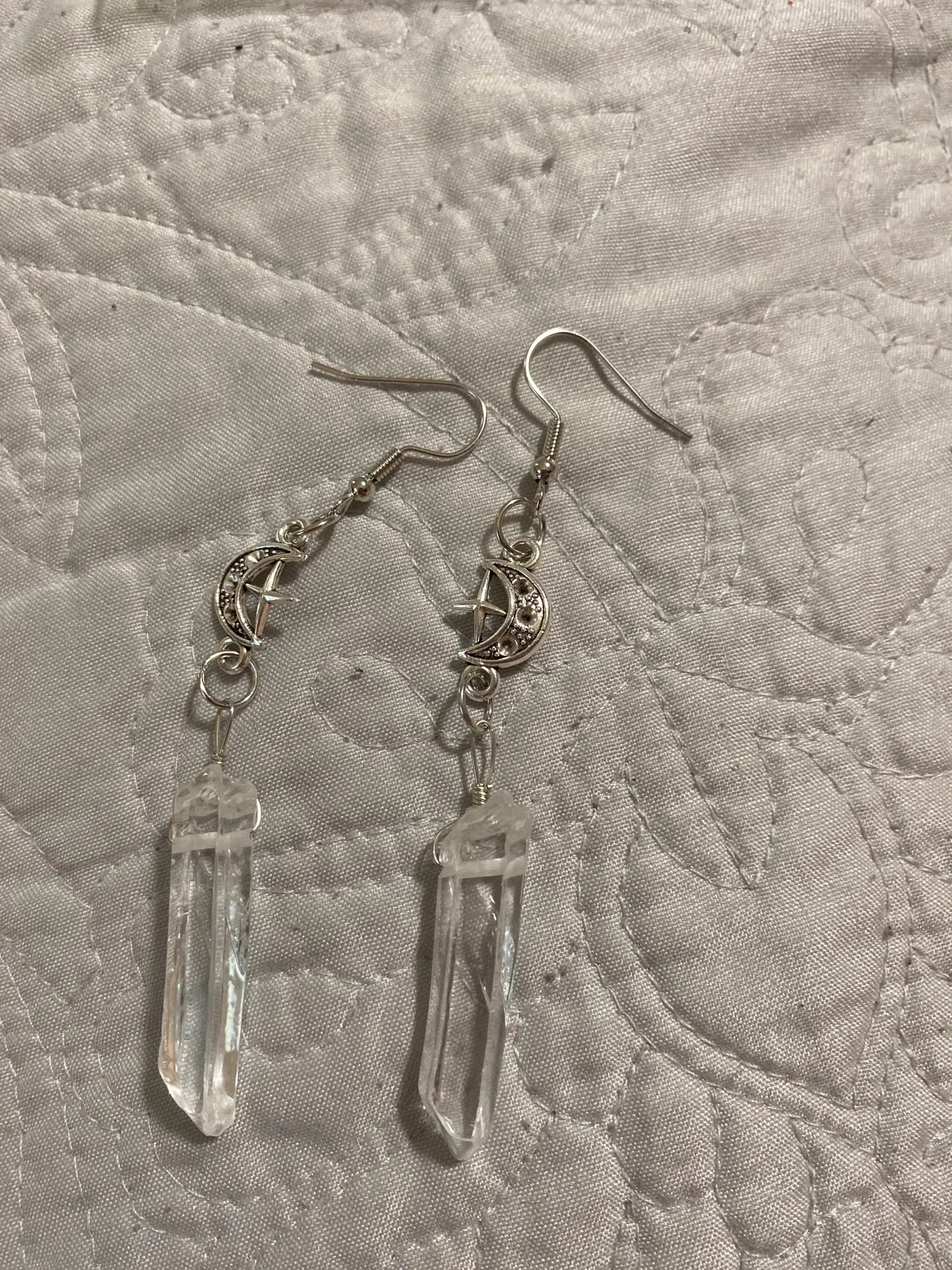 E-girl E-boy Gothic Clear Quartz and Crescent Moon Earrings photo review