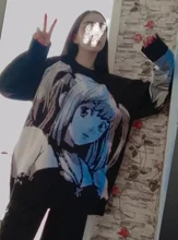Suéteres de talla grande para hombre y mujer, ropa de calle de dibujos animados japoneses, ropa informal suelta de punto de Hip-Hop, suéteres de algodón
