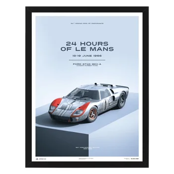 

Poster in the frame Ford gt40-blue-24 H Le Mans - 1966, 32x42 cm